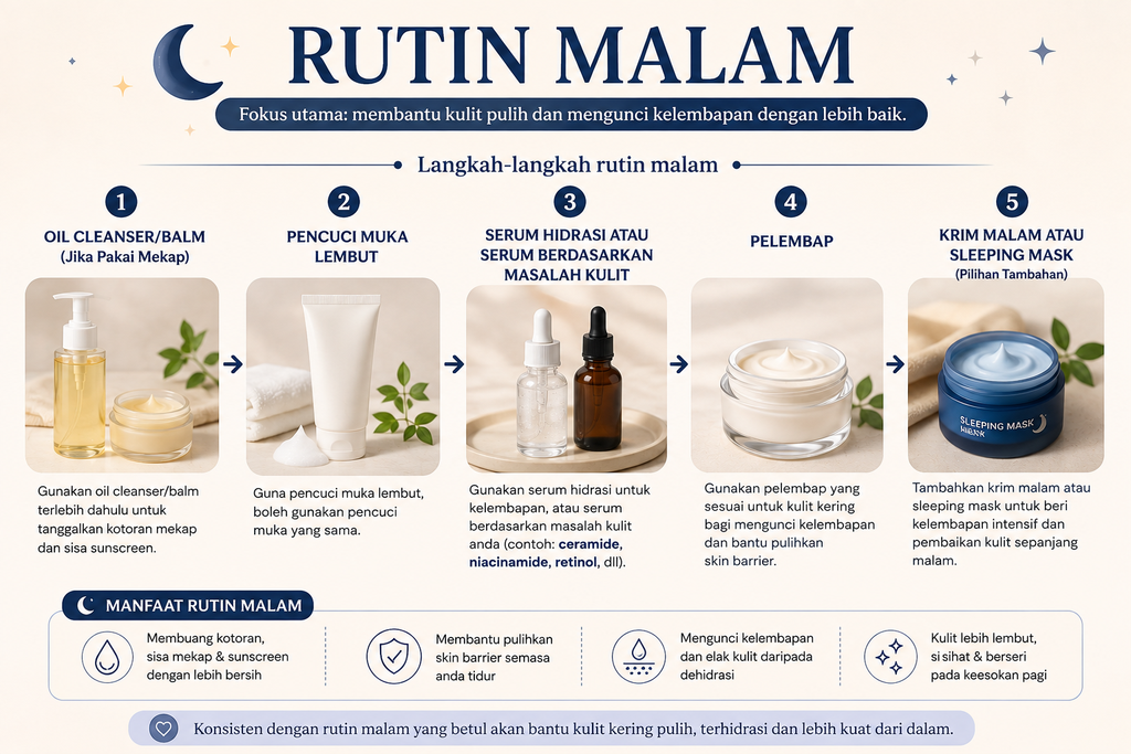 rutin malam untuk kulit kering

